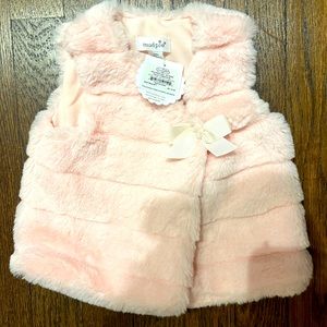 NEW Mudpie Faux fur pink vest. Size 3-6 months. New with tags.